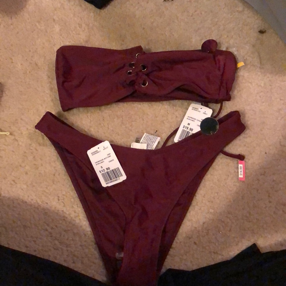brand New Forever 21 Burgundy Bathing Suit Bandeau